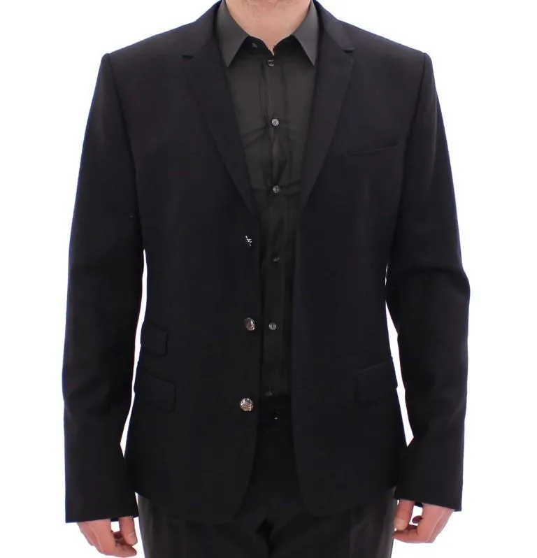 Black wool slim fit blazer