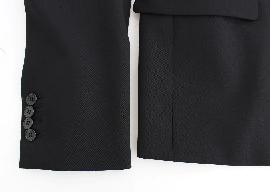 Black wool slim fit blazer