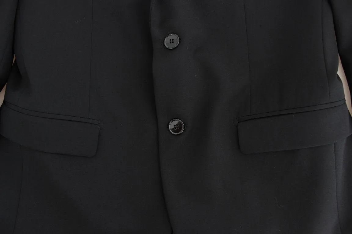 Black wool slim fit blazer