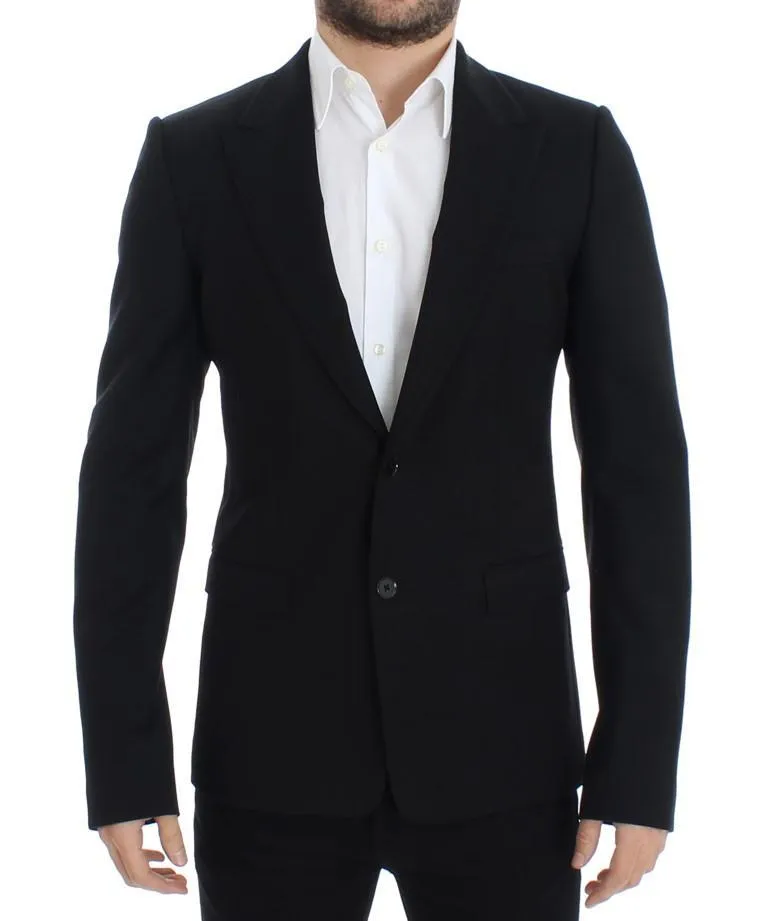 Black wool slim fit blazer