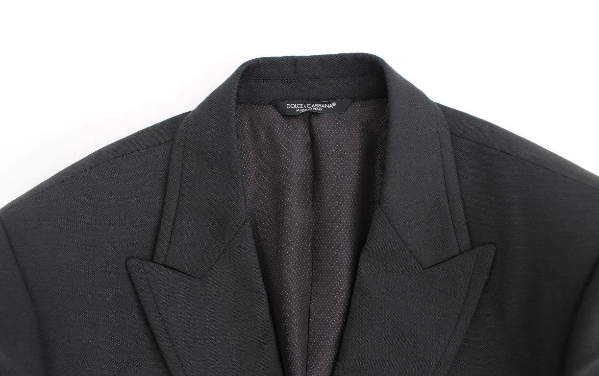 Black wool slim fit blazer