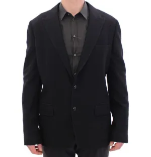Black wool slim fit blazer