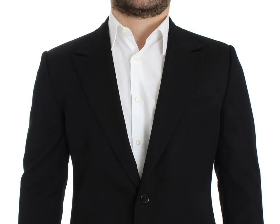 Black wool slim fit blazer