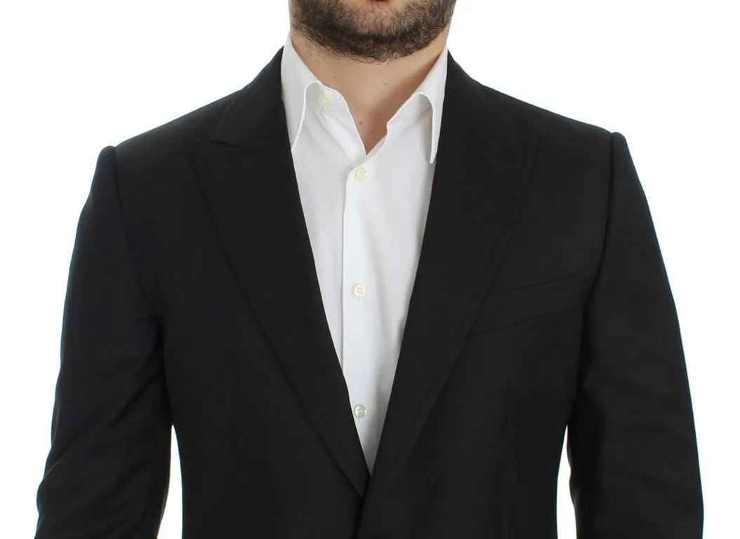 Black wool slim fit blazer