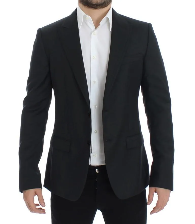 Black wool slim fit blazer