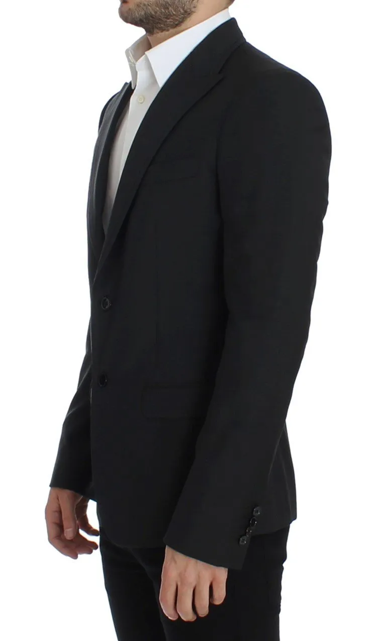 Black wool slim fit blazer