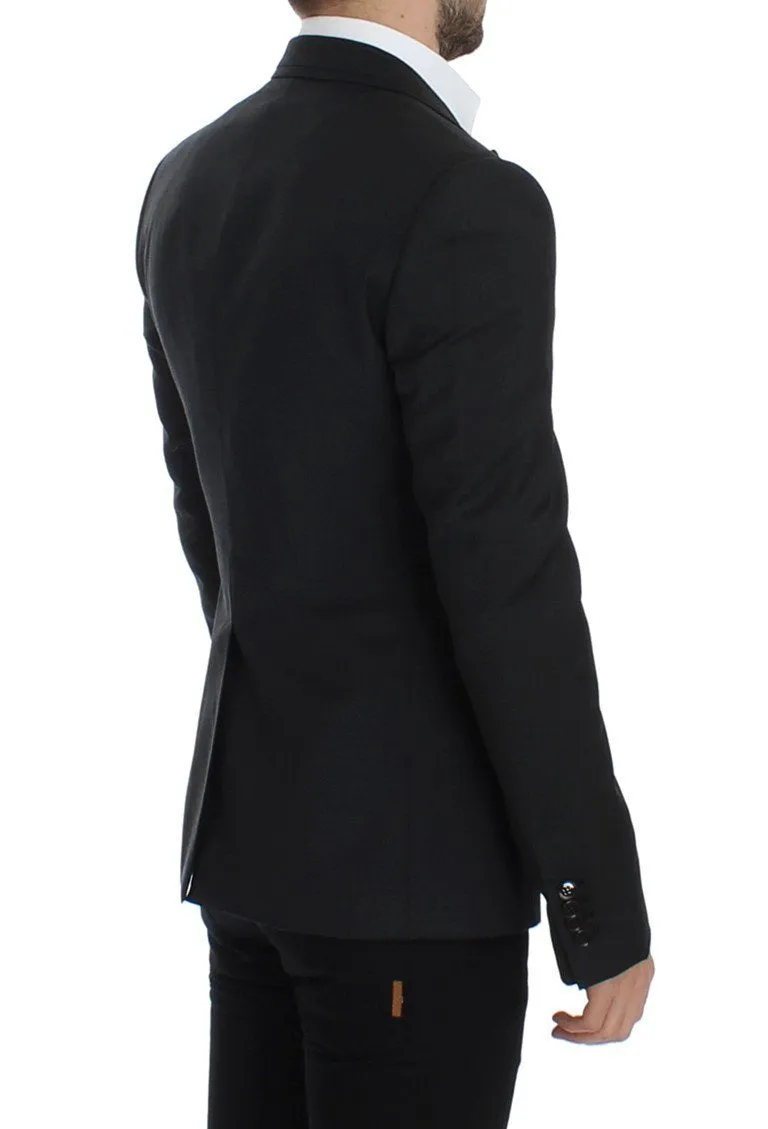 Black wool slim fit blazer
