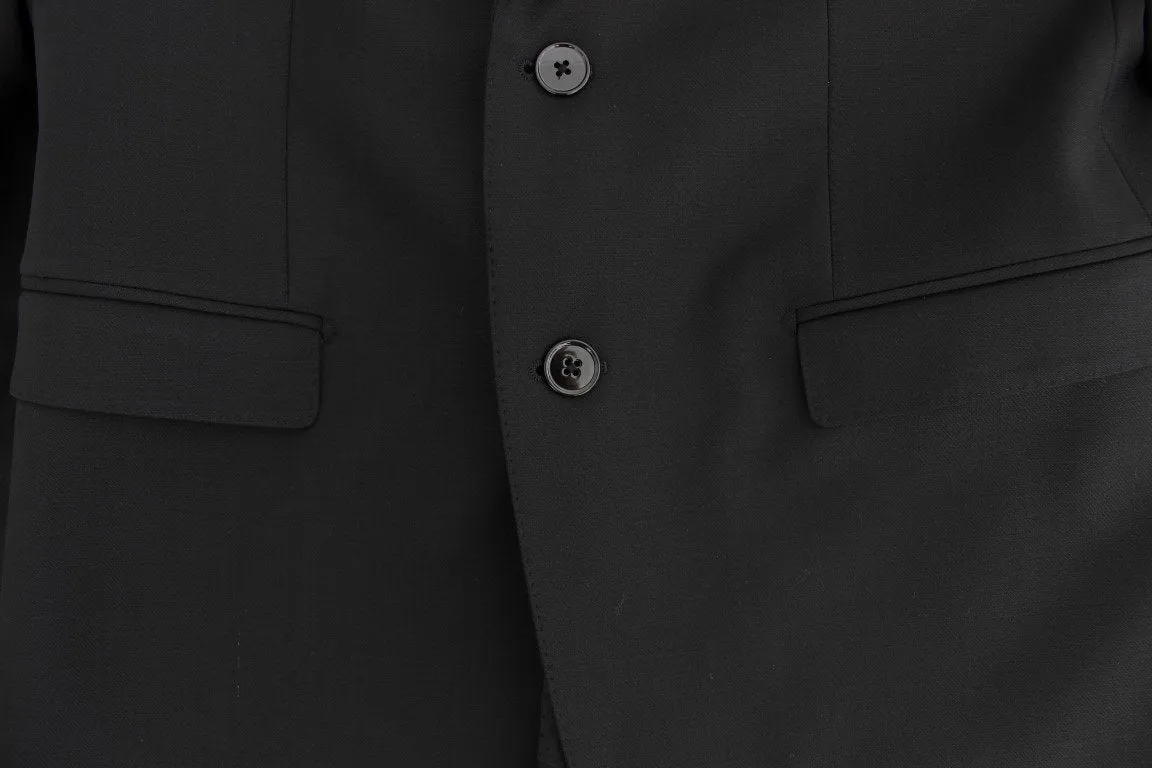 Black wool slim fit blazer