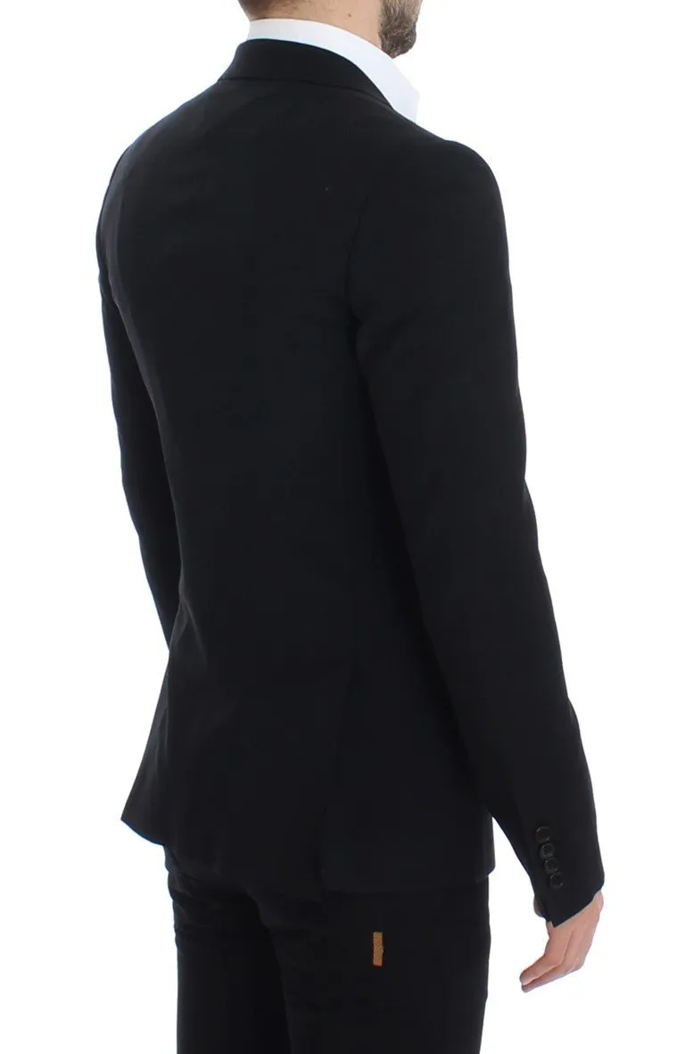 Black wool slim fit blazer