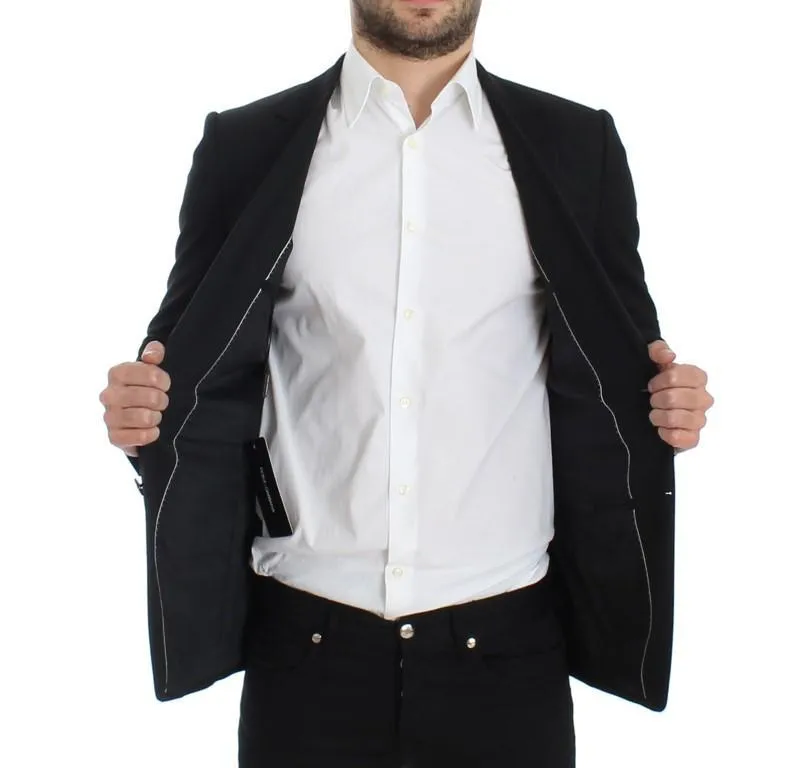 Black wool slim fit blazer