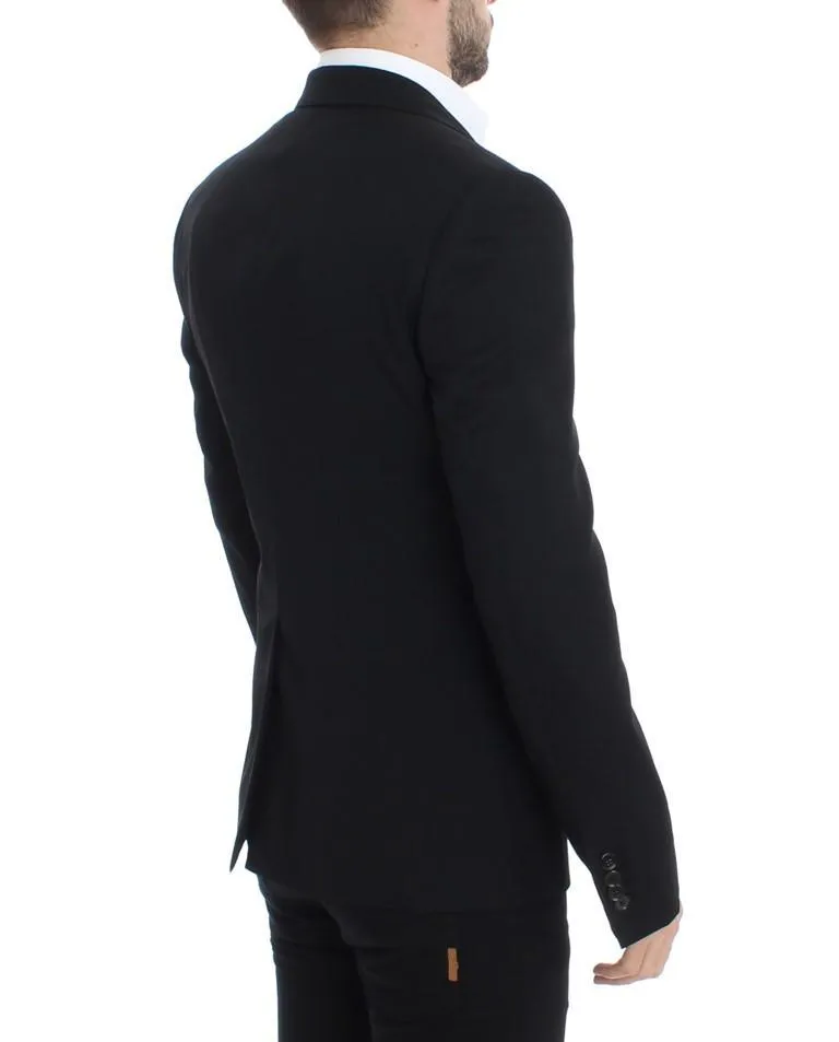 Black wool slim fit blazer