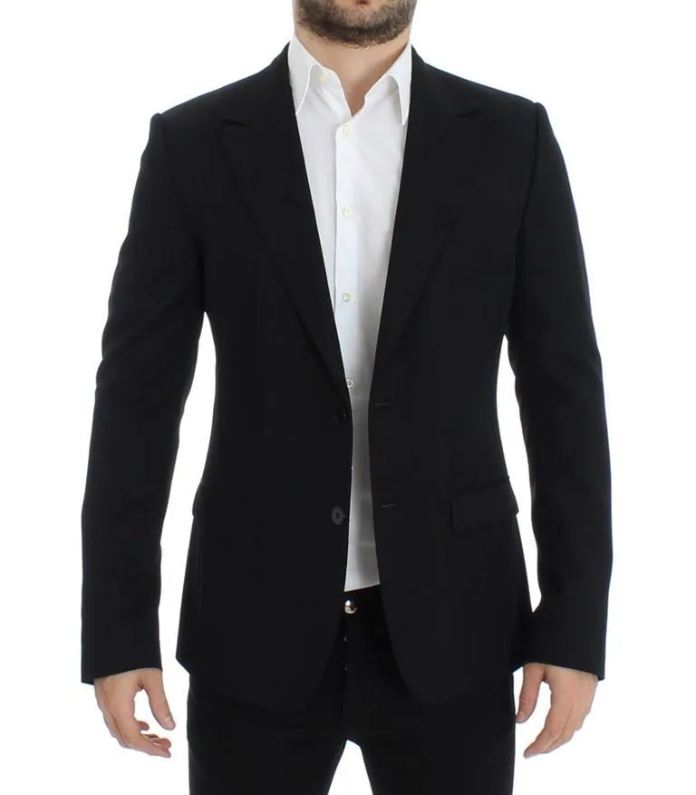 Black wool slim fit blazer