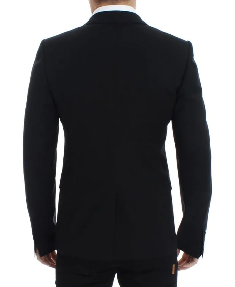 Black wool slim fit blazer