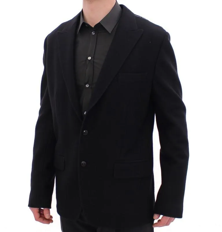 Black wool slim fit blazer