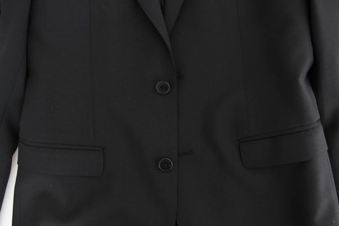 Black wool slim fit blazer