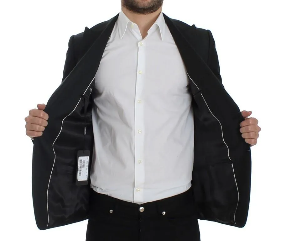 Black wool slim fit blazer