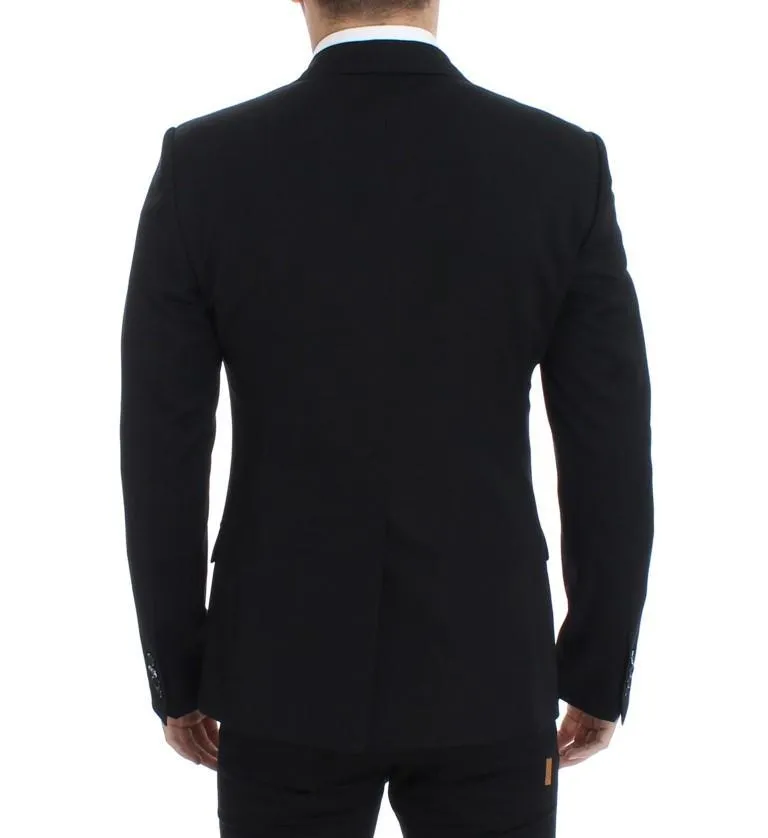 Black wool slim fit blazer