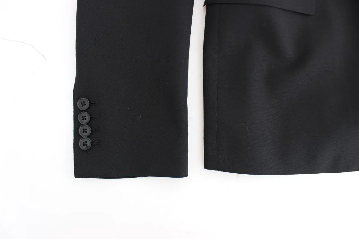 Black wool slim fit blazer