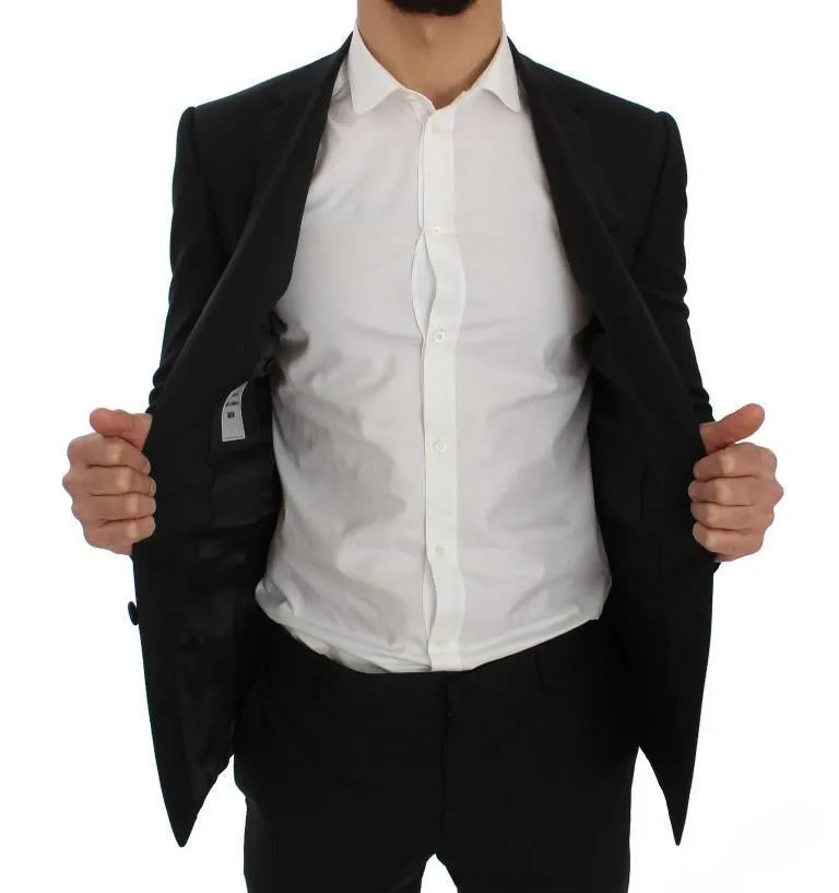 Black Wool Stretch Slim Blazer Jacket