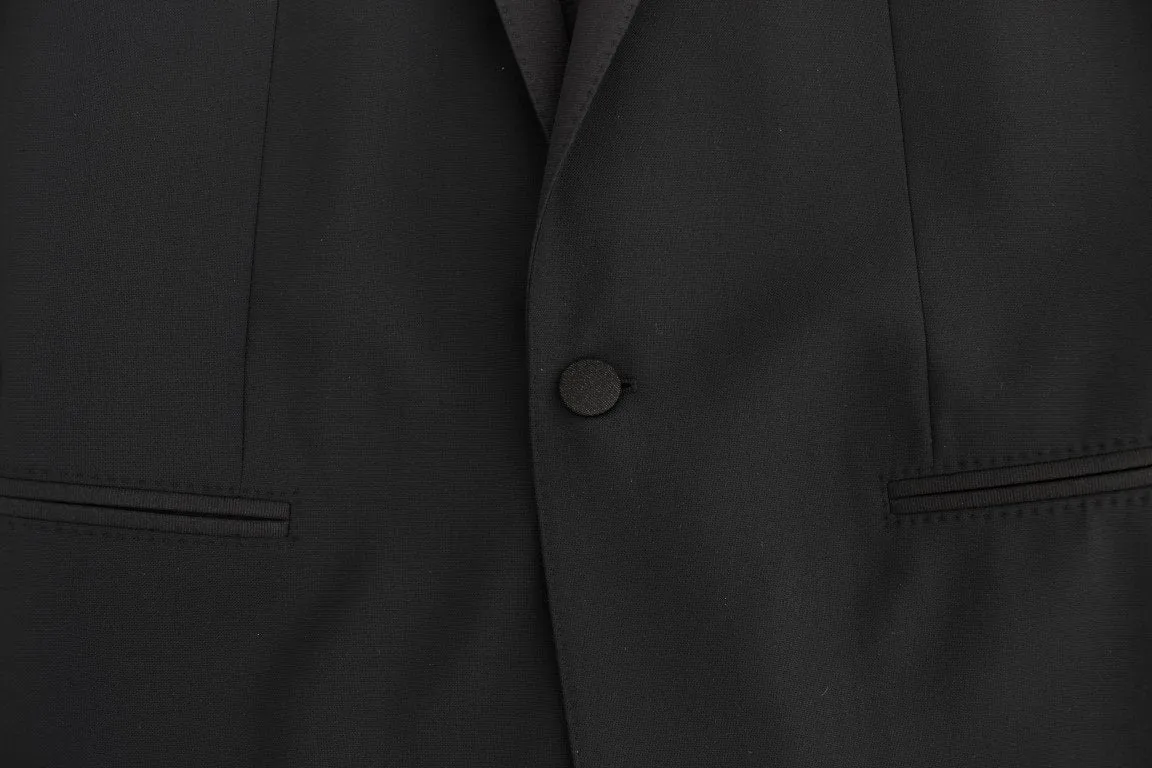Black wool stretch slim fit blazer