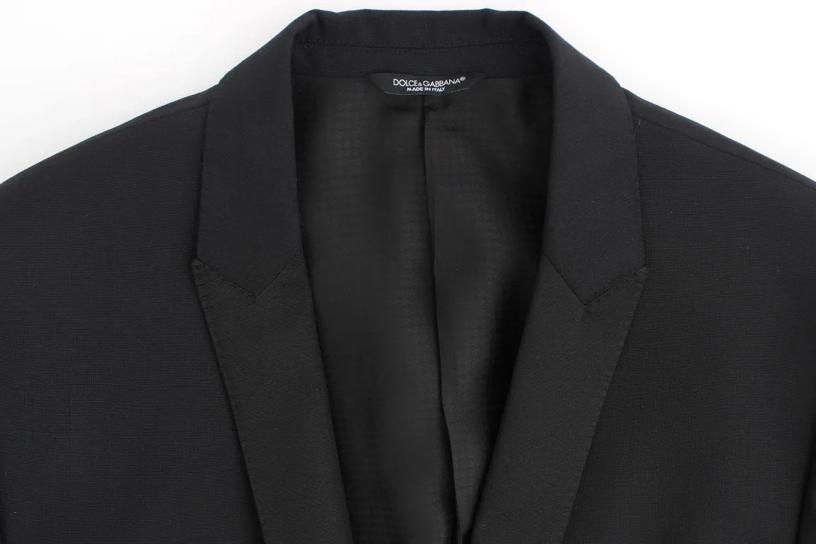 Black wool stretch slim fit blazer