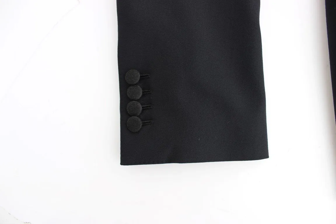 Black wool stretch slim fit blazer