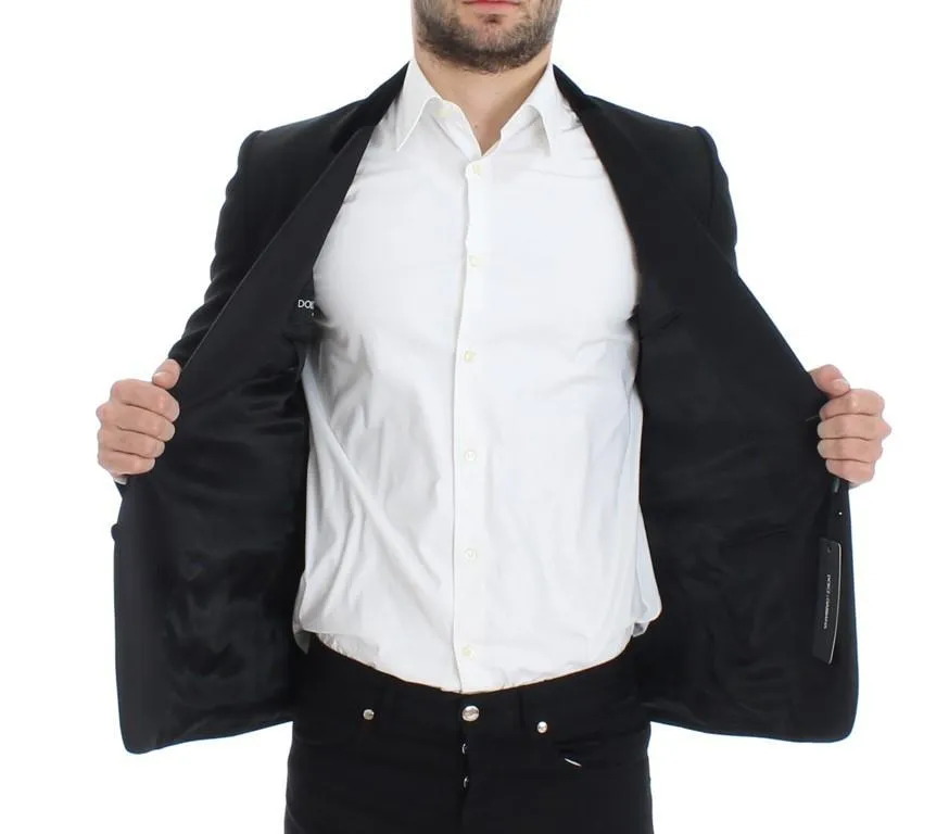 Black wool stretch slim fit blazer