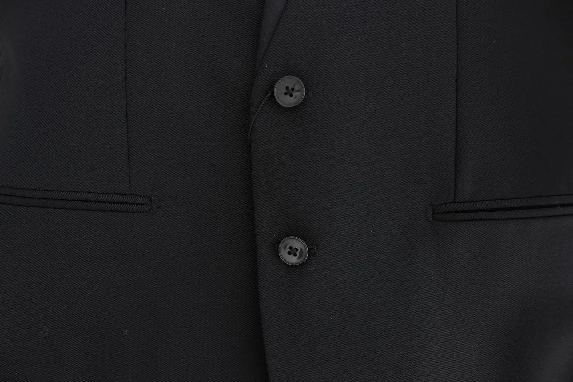 Black wool stretch slim fit blazer