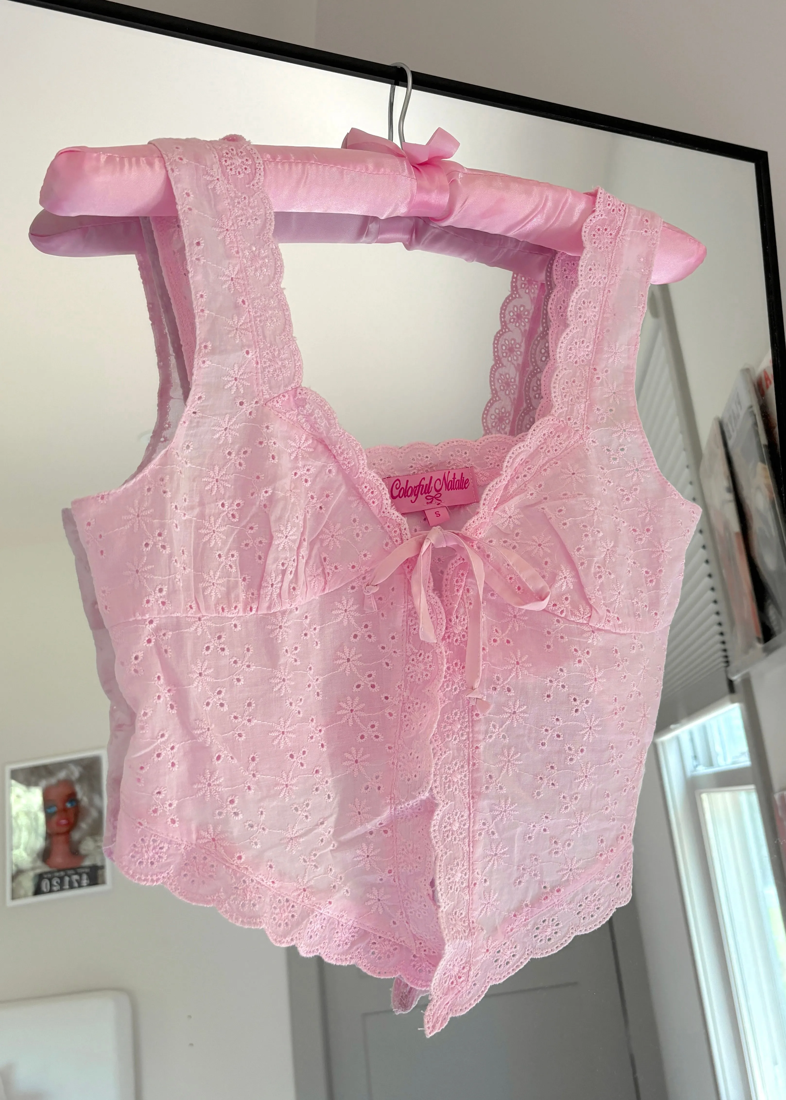 Blakely Pink Eyelet Crop Top