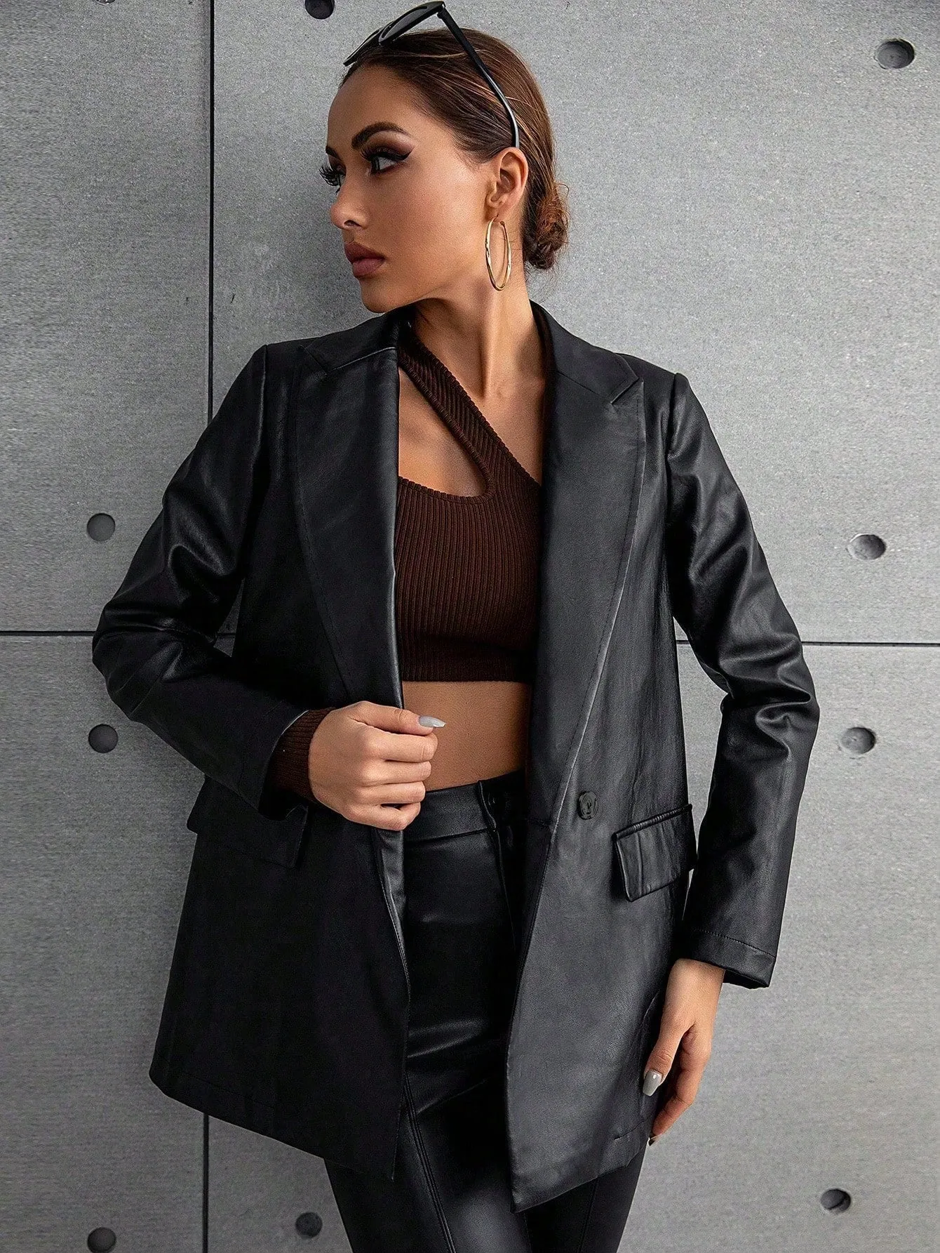 Blazer Raffinéa de Cuello Pico PU