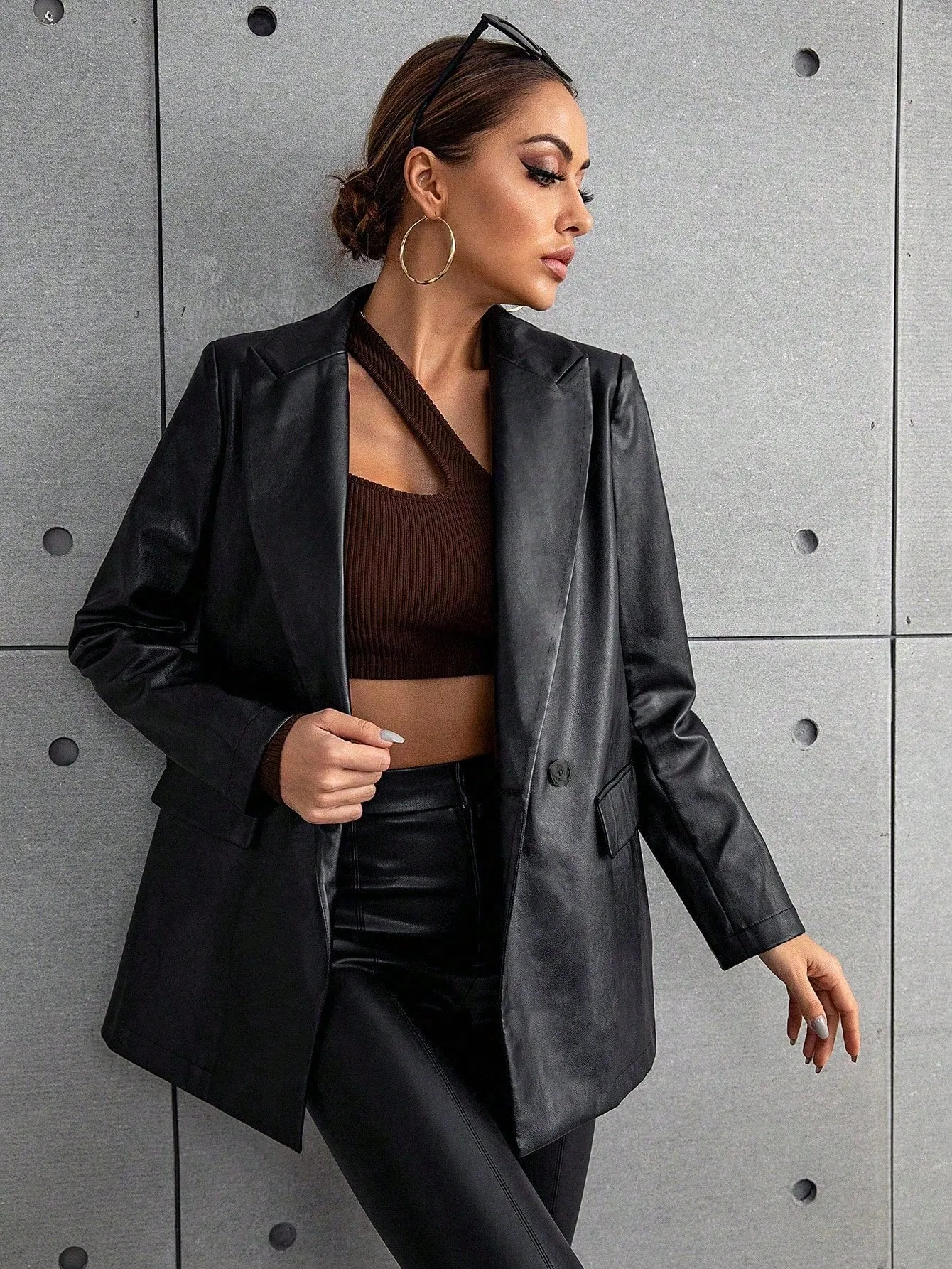 Blazer Raffinéa de Cuello Pico PU
