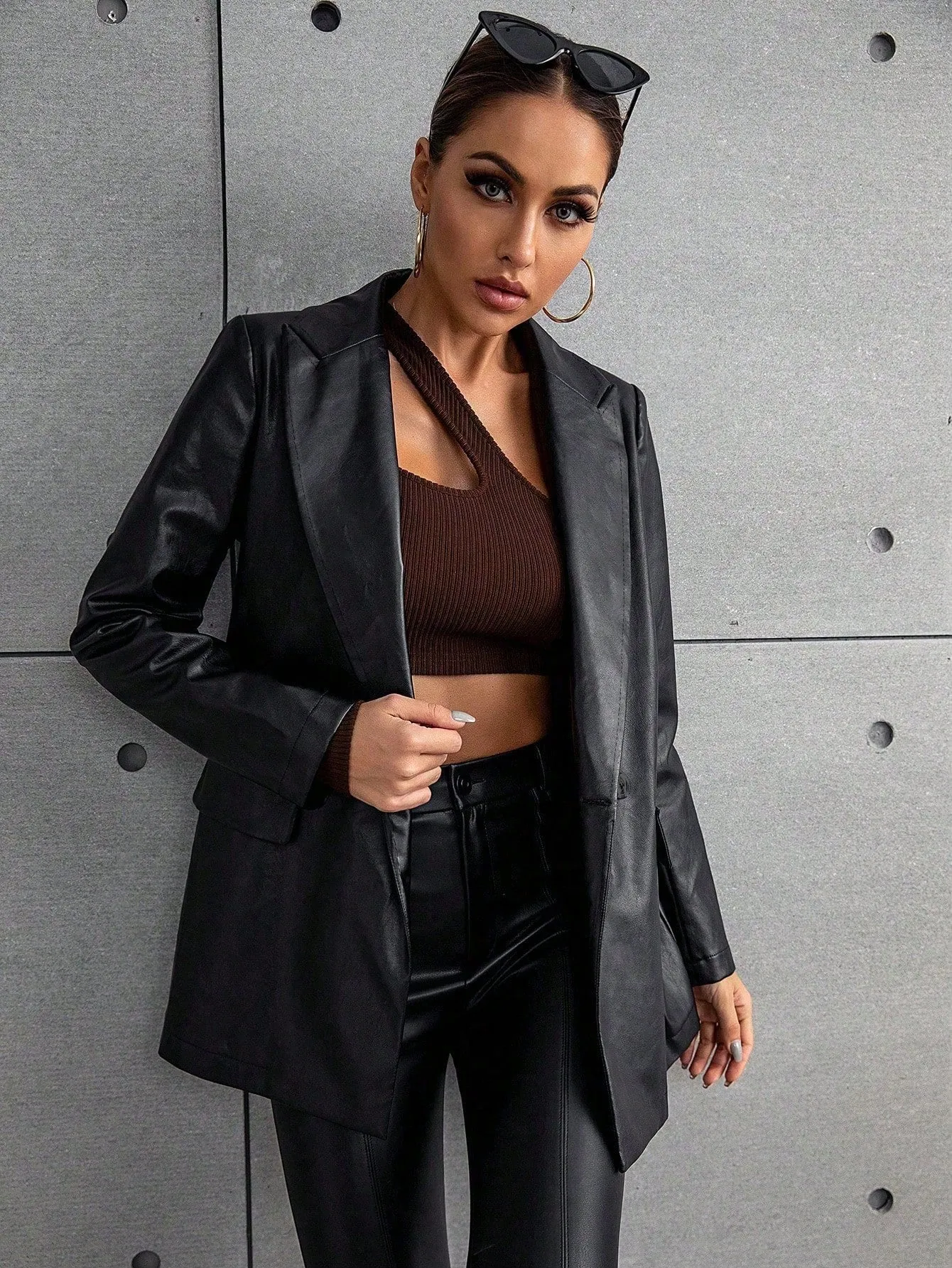 Blazer Raffinéa de Cuello Pico PU