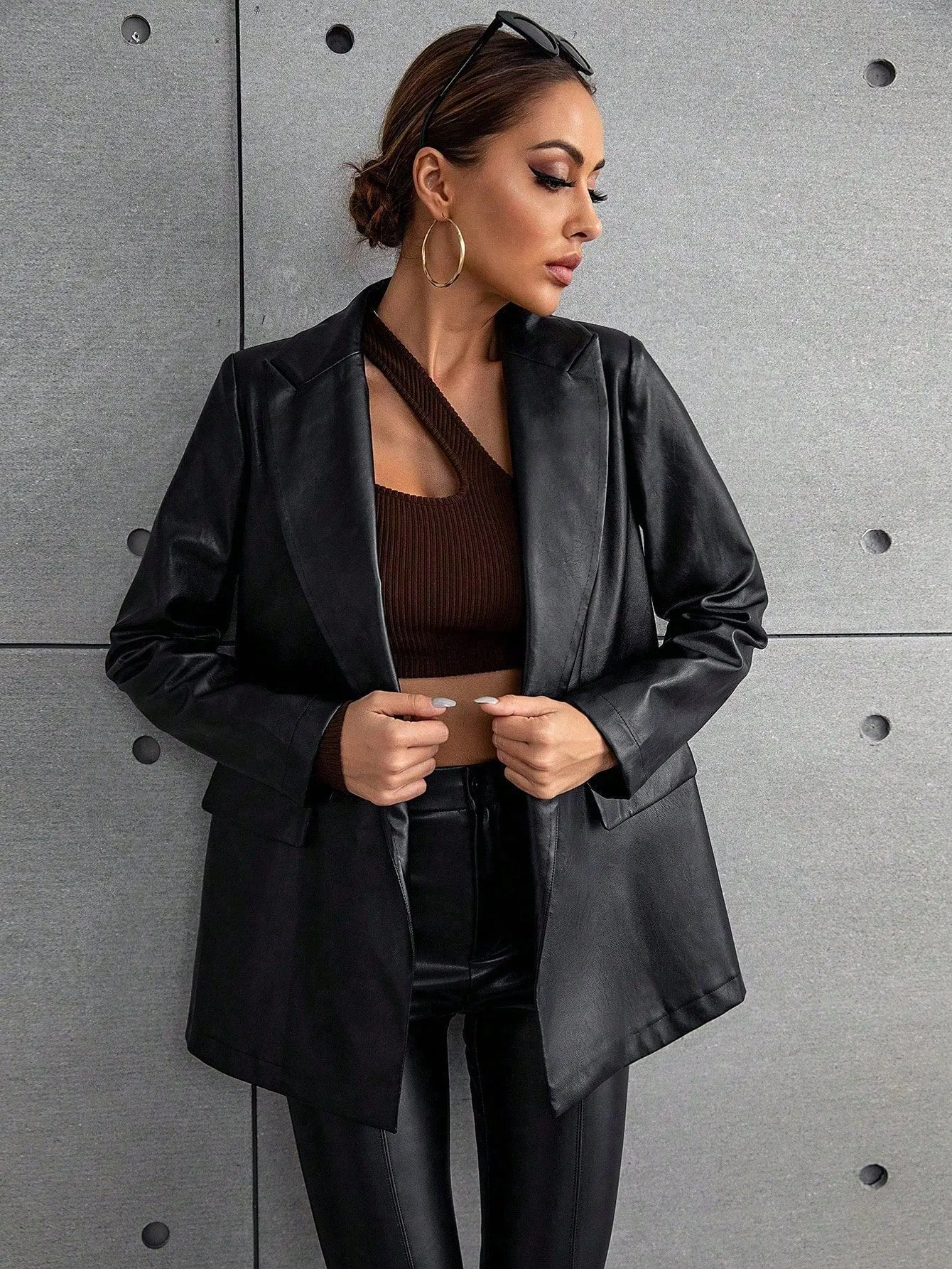 Blazer Raffinéa de Cuello Pico PU