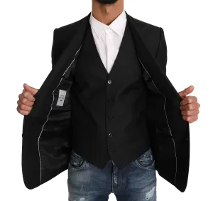 Blazer Vest 2 Piece Black Wool MARTINI