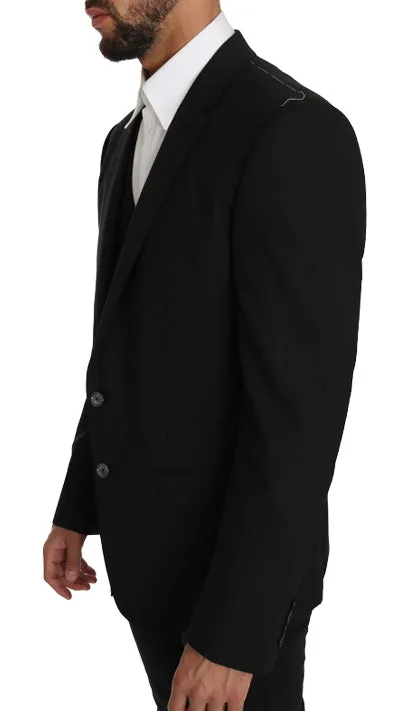 Blazer Vest 2 Piece Black Wool MARTINI
