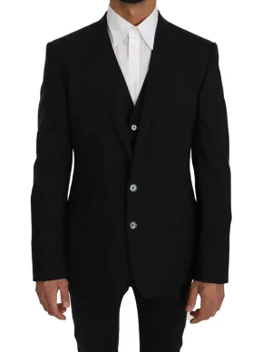 Blazer Vest 2 Piece Black Wool MARTINI