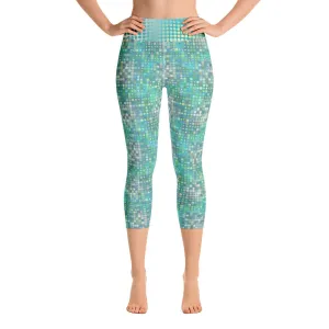 Blue and Green Abstract - Yoga Capri Leggings