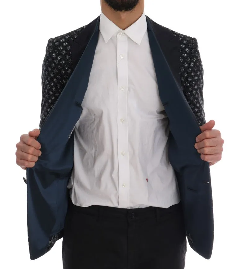 Blue Baroque Silk Wool Blazer