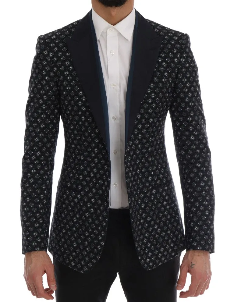 Blue Baroque Silk Wool Blazer