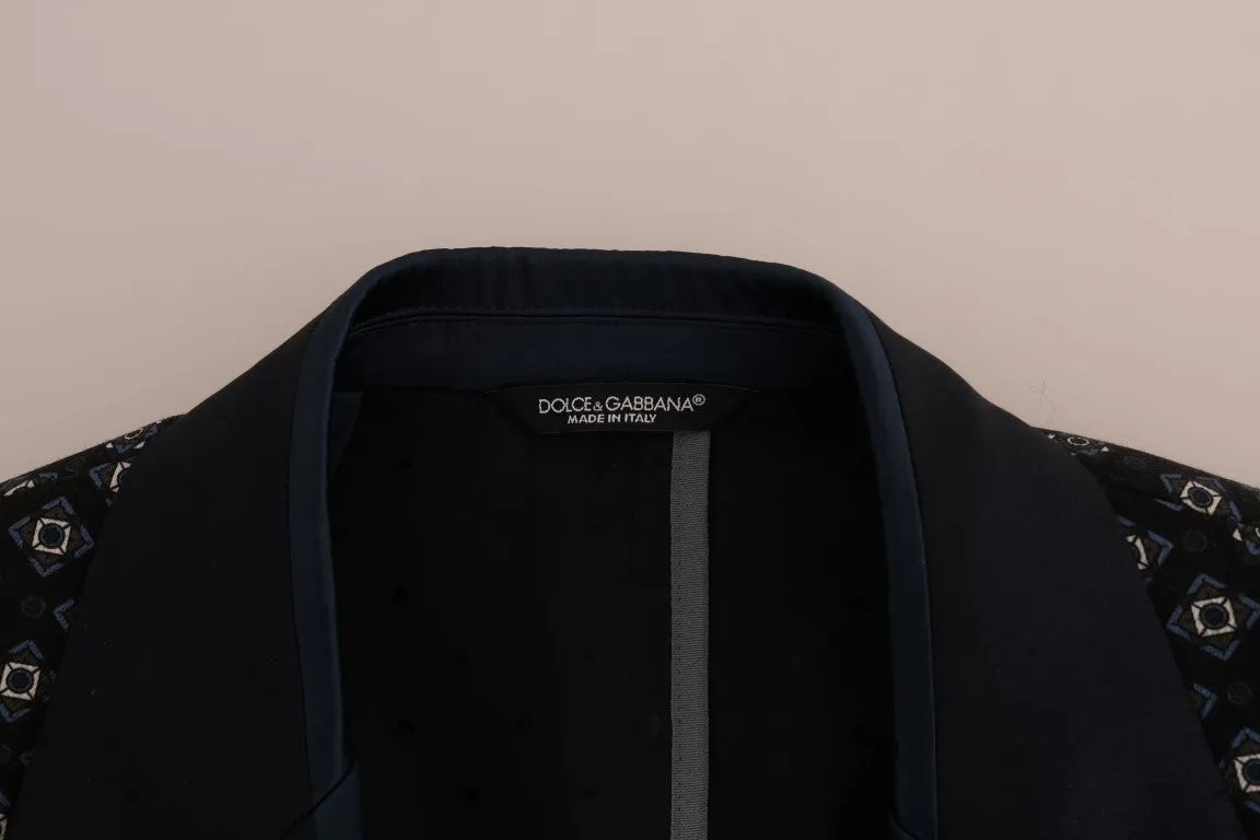Blue Baroque Silk Wool Blazer