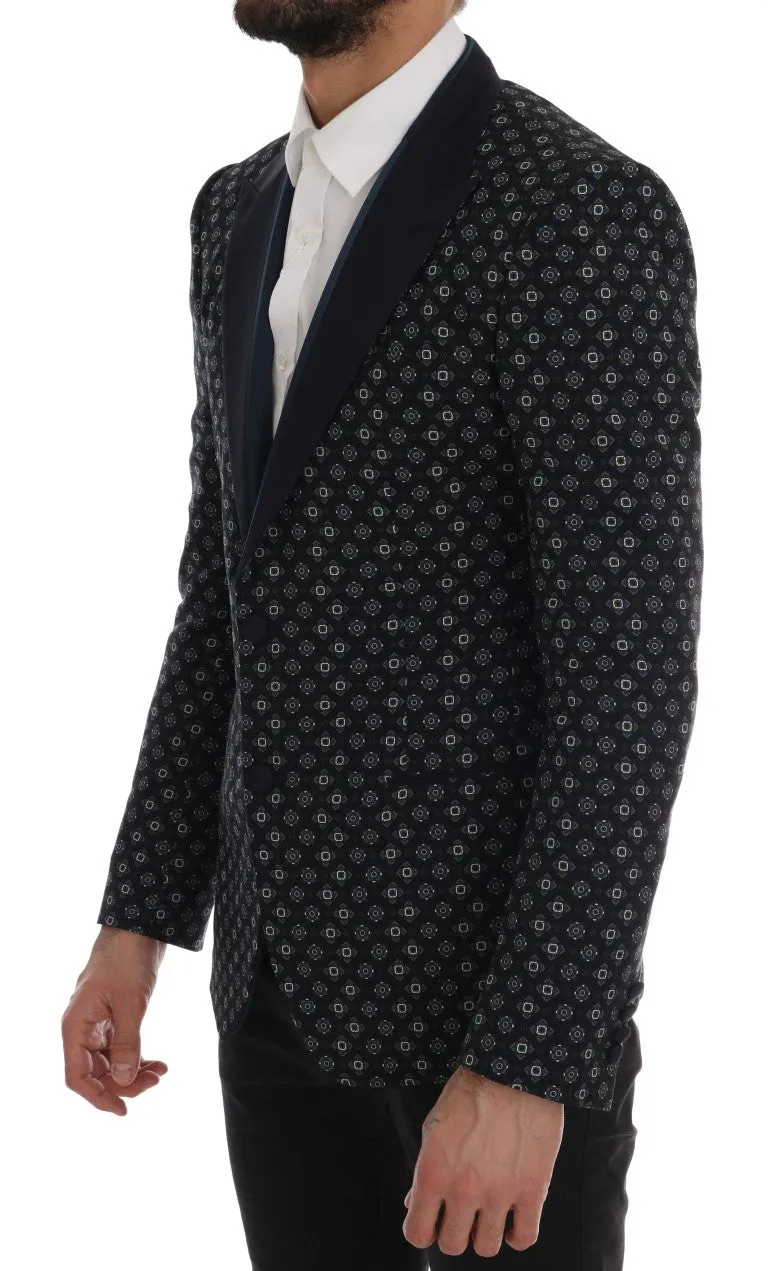 Blue Baroque Silk Wool Blazer