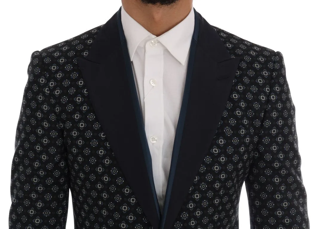Blue Baroque Silk Wool Blazer