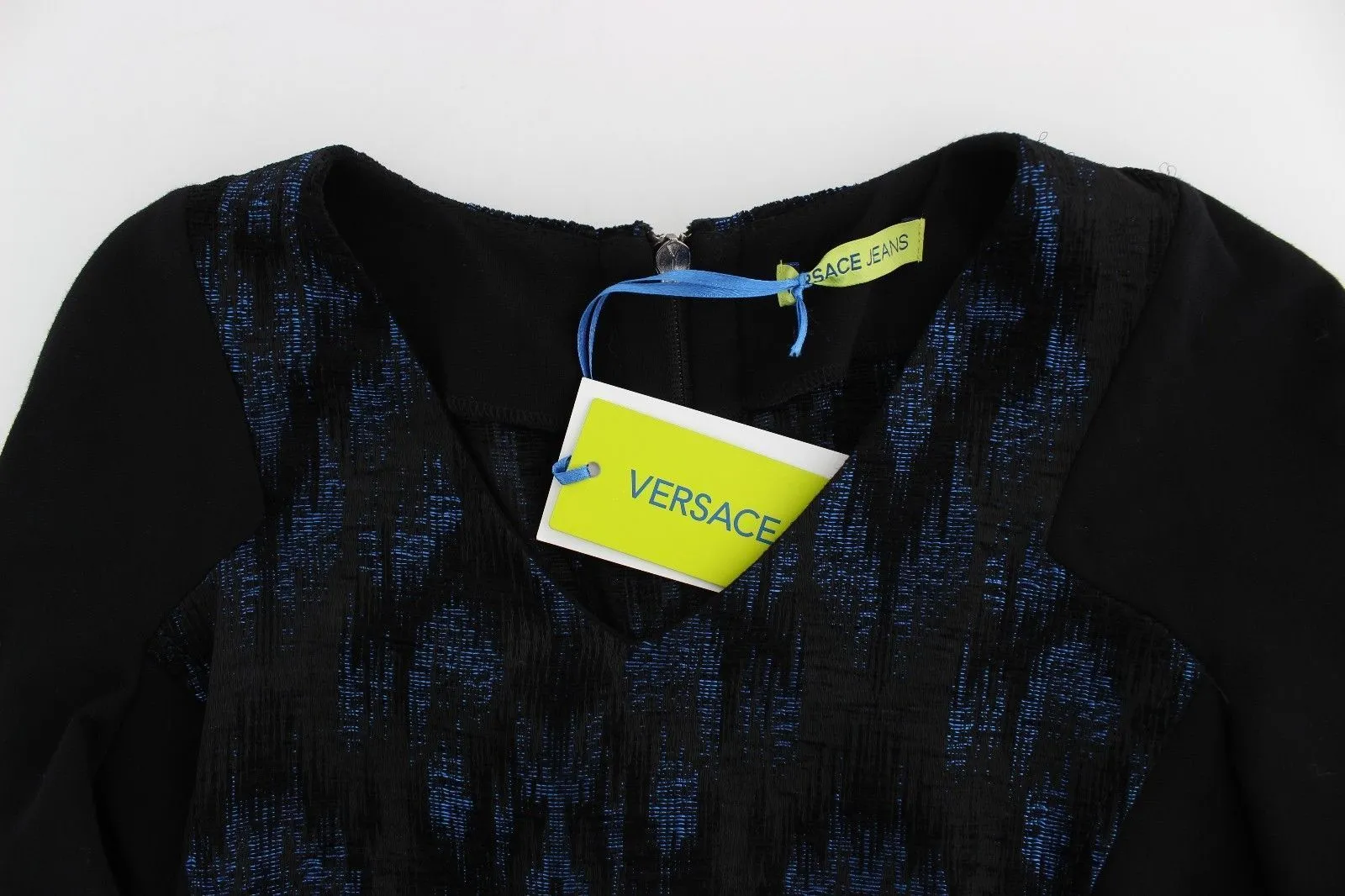 Blue Black Sleeve Mini Sheath Dress
