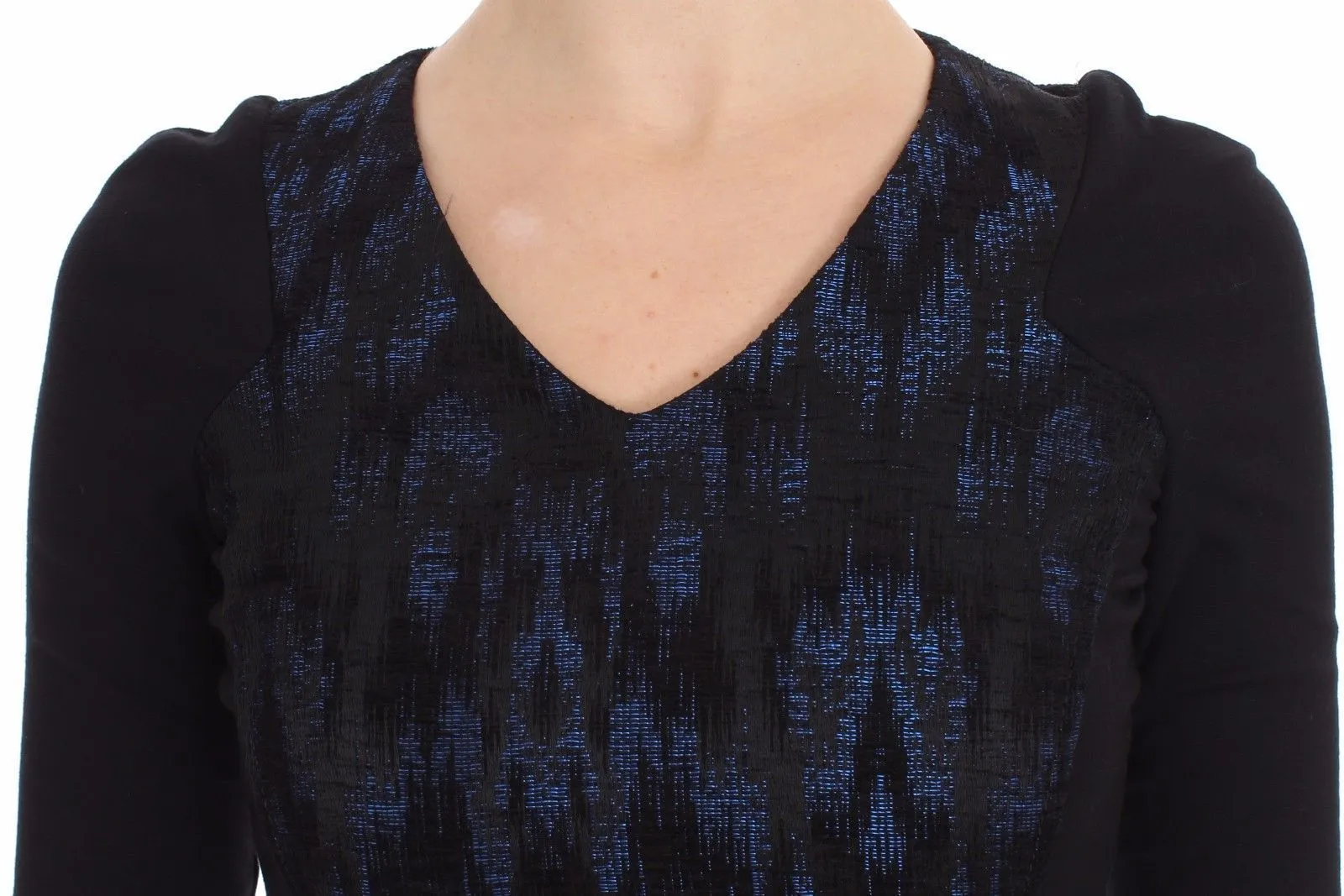 Blue Black Sleeve Mini Sheath Dress