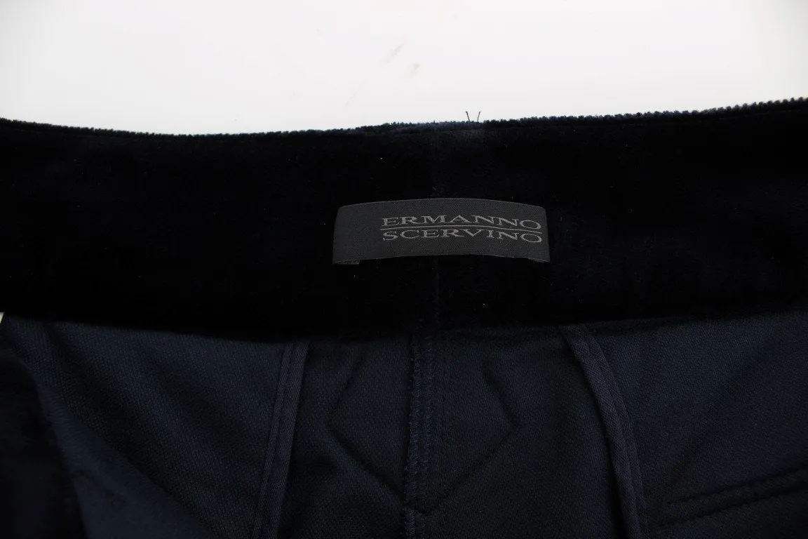 Blue Cotton Blend Loose Fit Cargo Pants