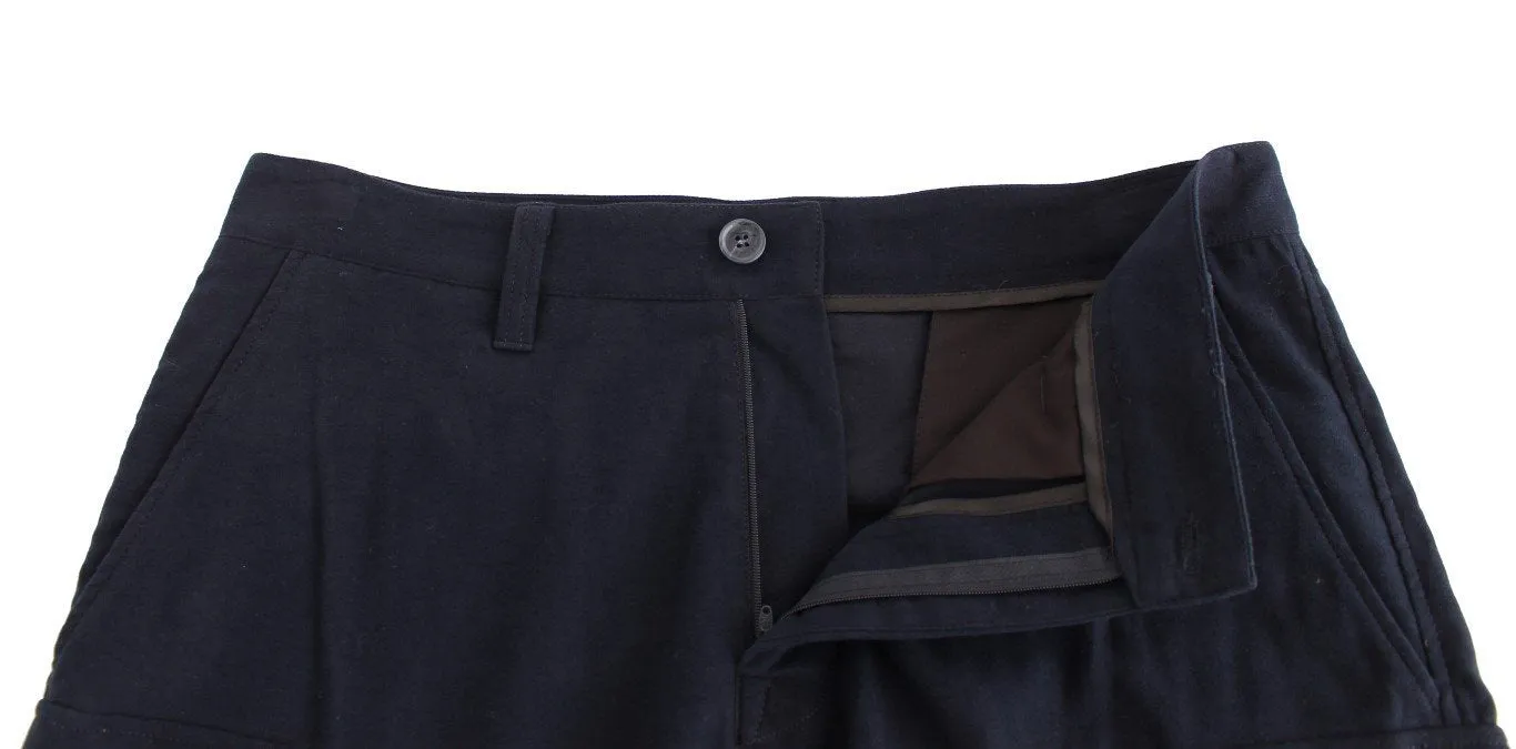 Blue Cotton Cargo Straight Fit Pants