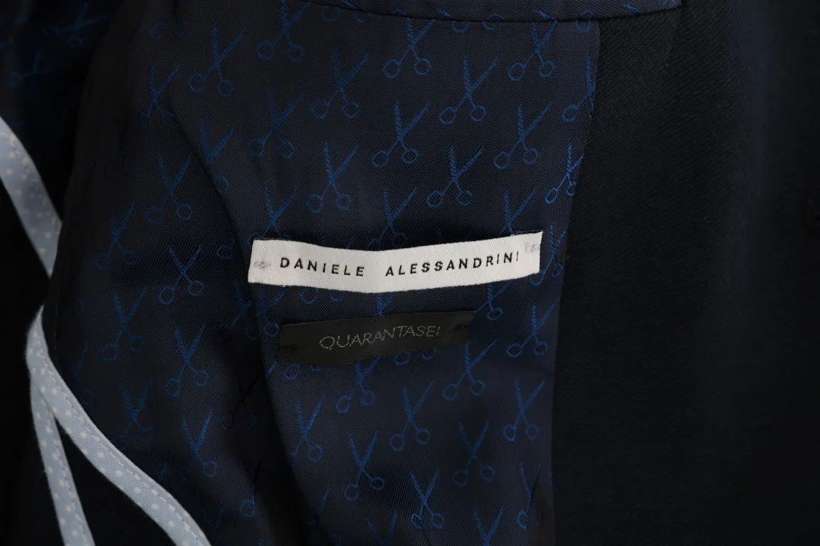 Blue Cotton Slim Fit Blazer Jacket