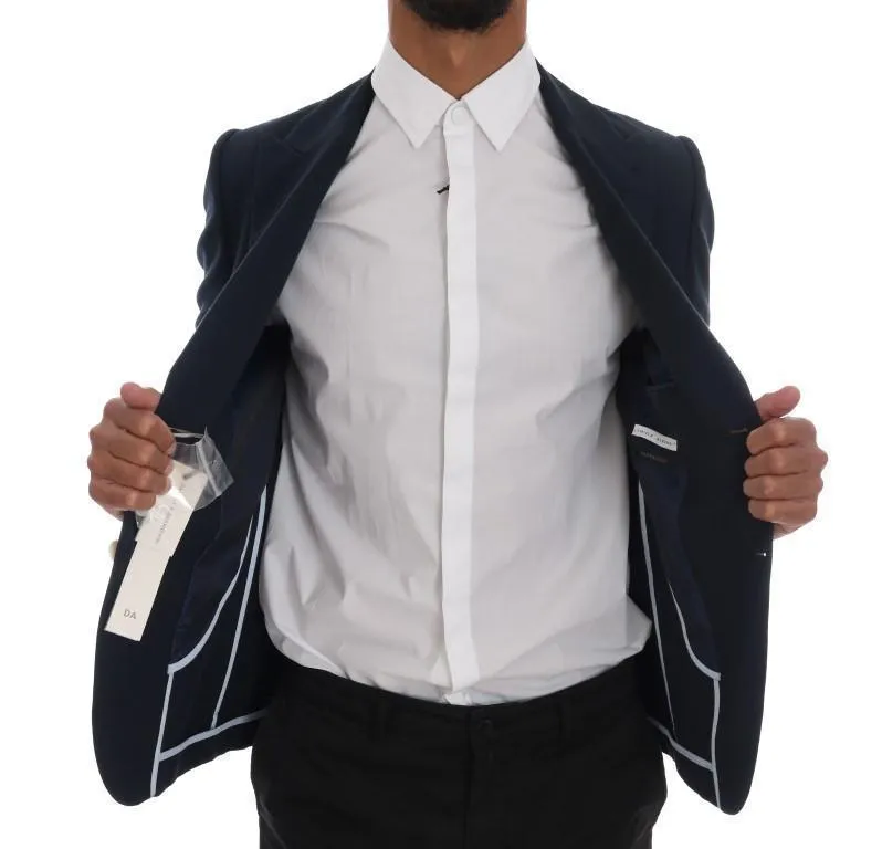 Blue Cotton Slim Fit Blazer Jacket