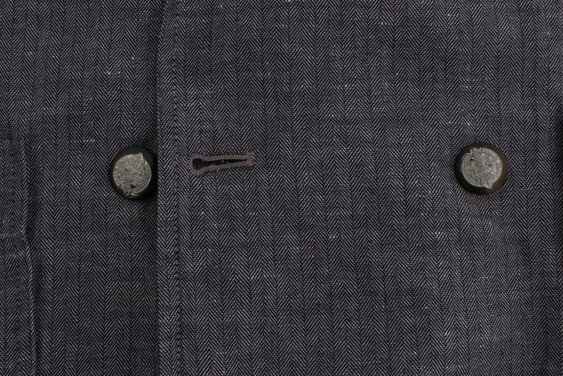 Blue Double Breasted Regular Fit Blazer