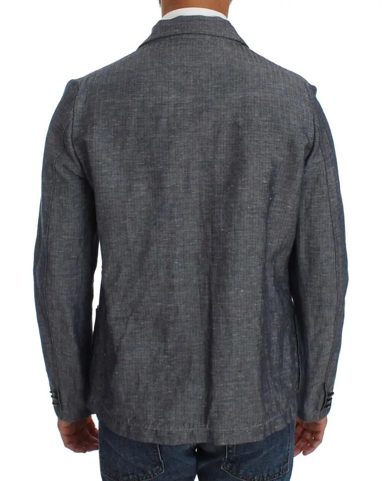 Blue Double Breasted Regular Fit Blazer